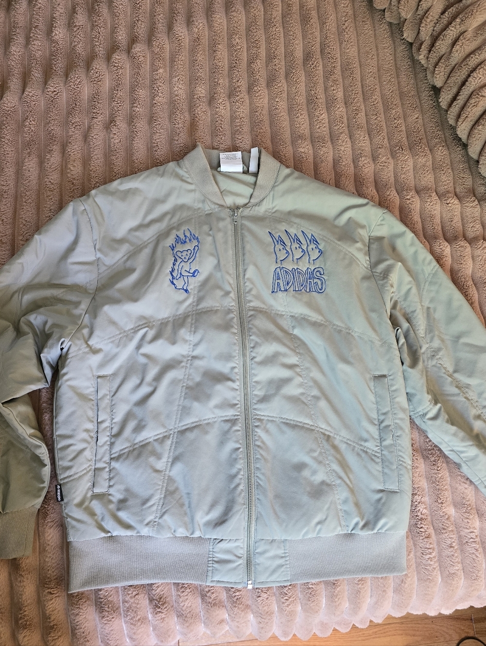 Adidas x Jason Dill Copa  Men's Light Gray Quilted Jacket with Embroidered Logo